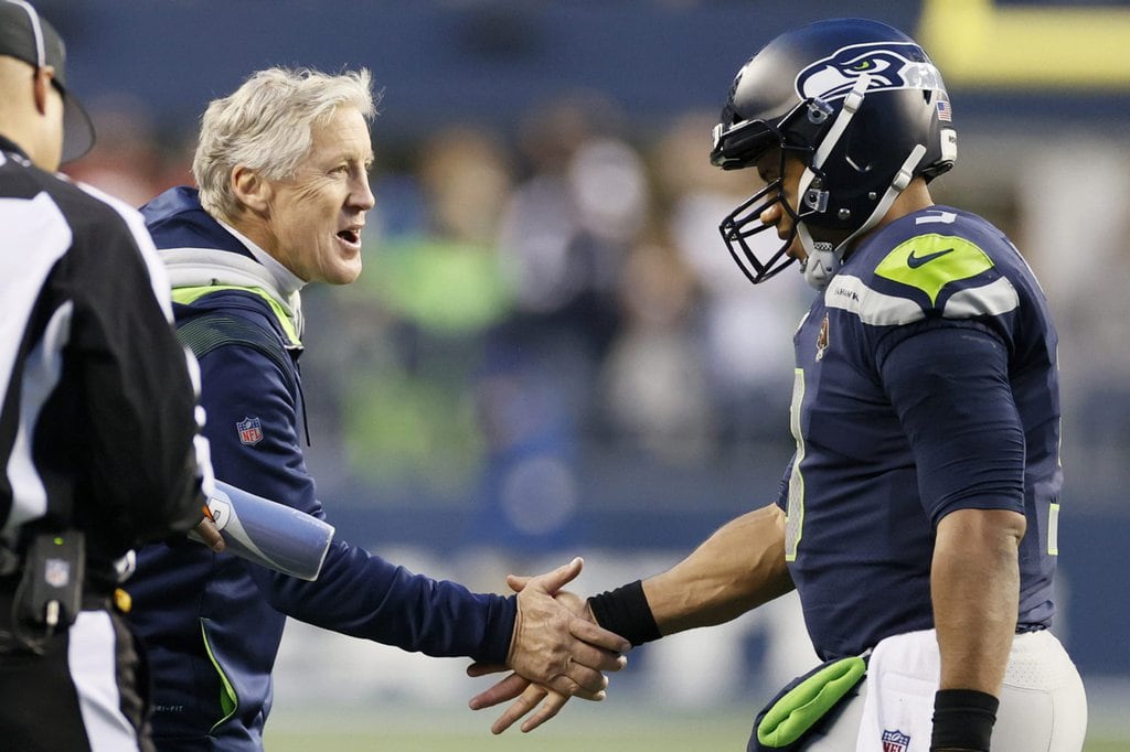 Pete Carroll and Russel Wilson